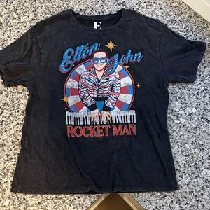Black Elton John Graphic T-Shirt